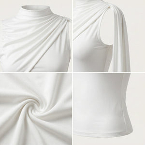 Asymmetric Draped White Top WHD0605301-S-260111