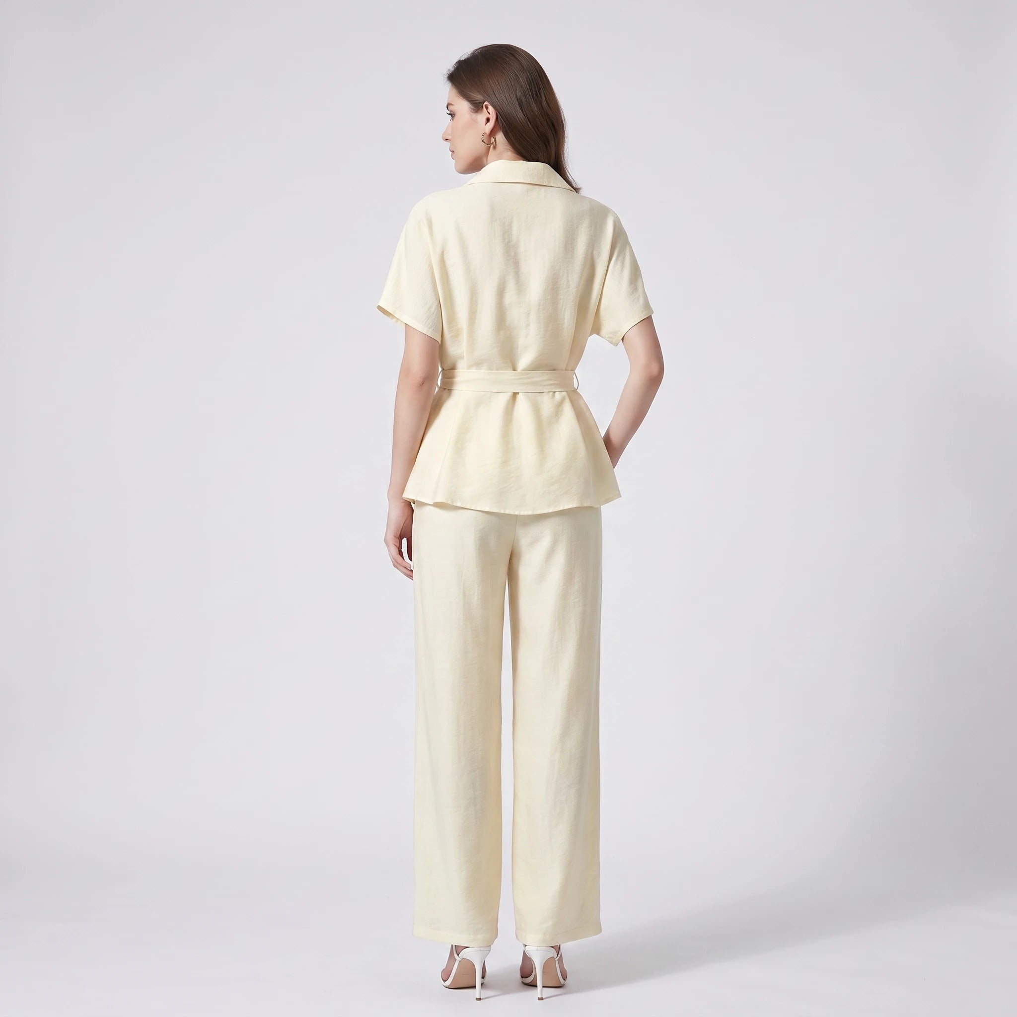 Belted Shirt Pants Set WHD0605304-S-250977