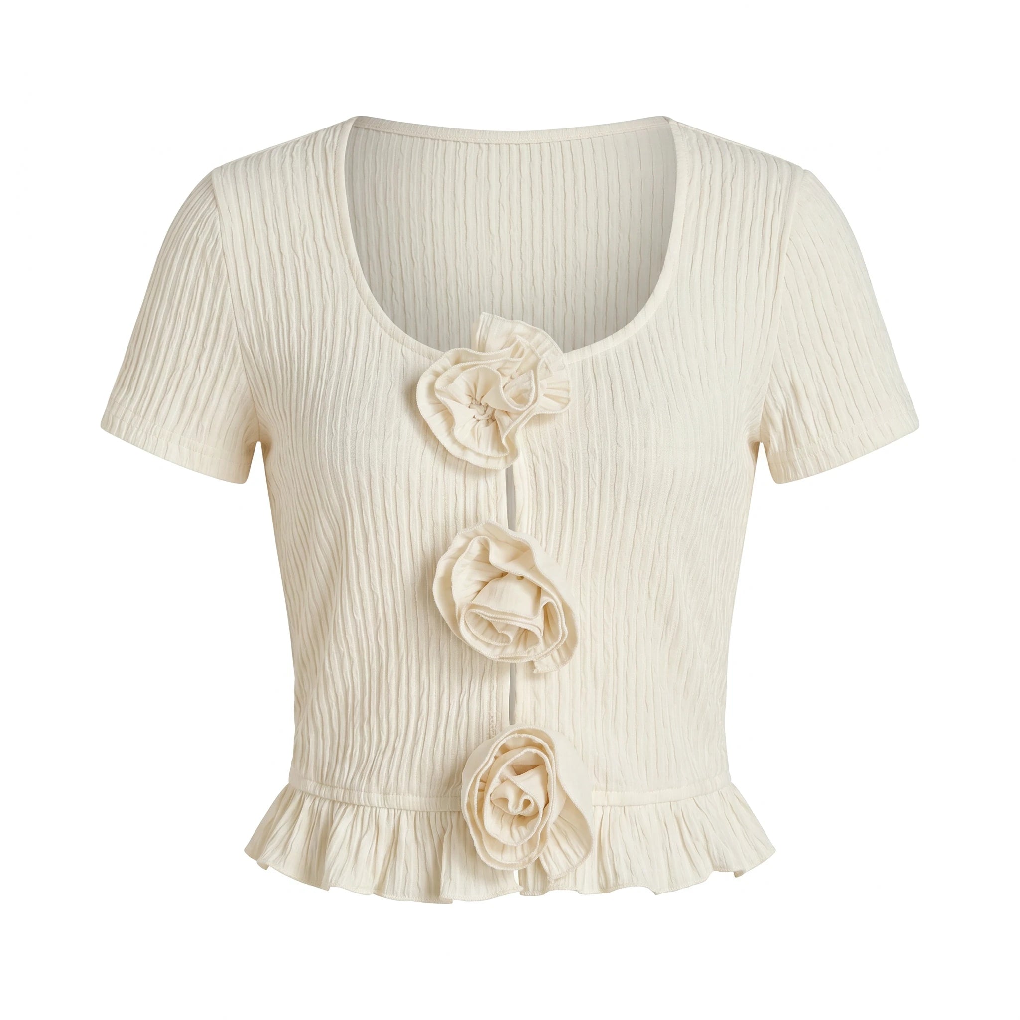 Rosette Ruffle Crop Top WHD0605305-S-250759
