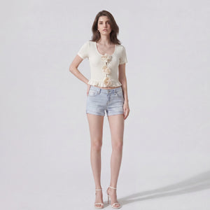 Rosette Ruffle Crop Top WHD0605305-S-250759