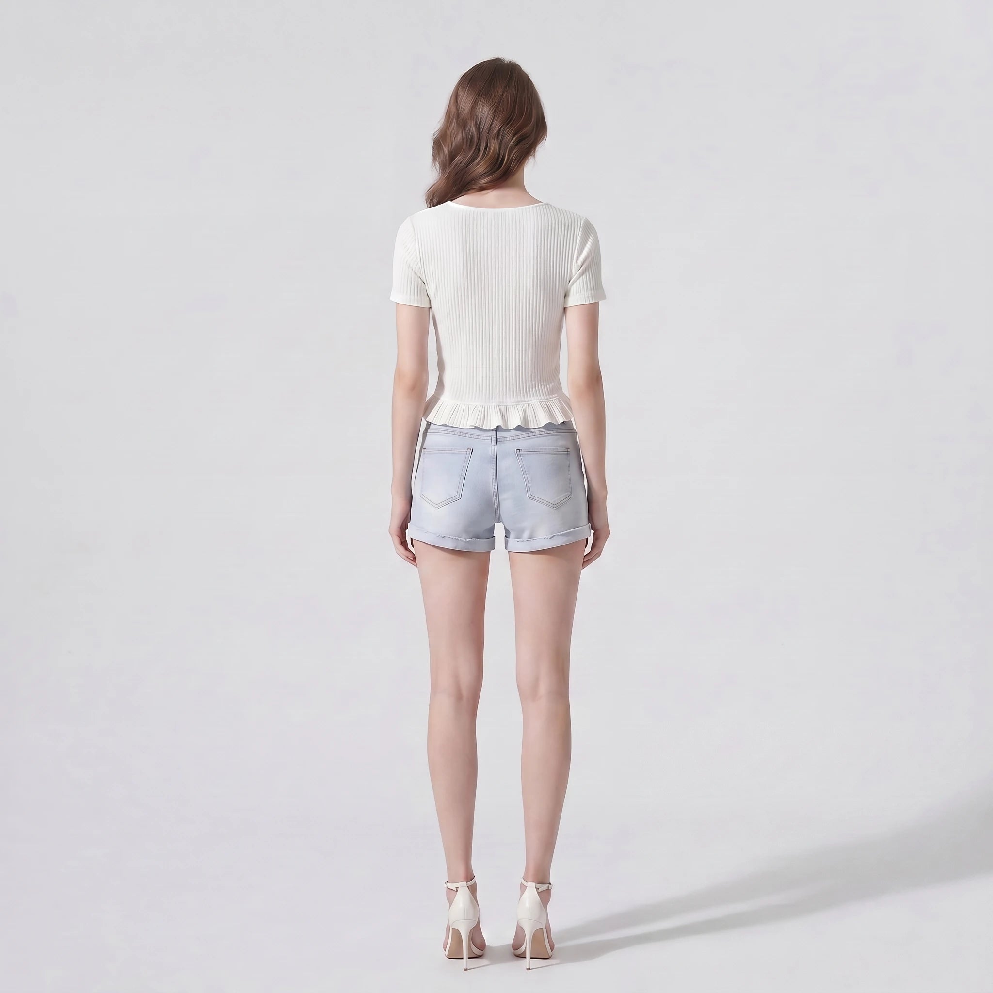 Rosette Ruffle Crop Top WHD0605305-S-250759