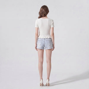 Rosette Ruffle Crop Top WHD0605305-S-250759