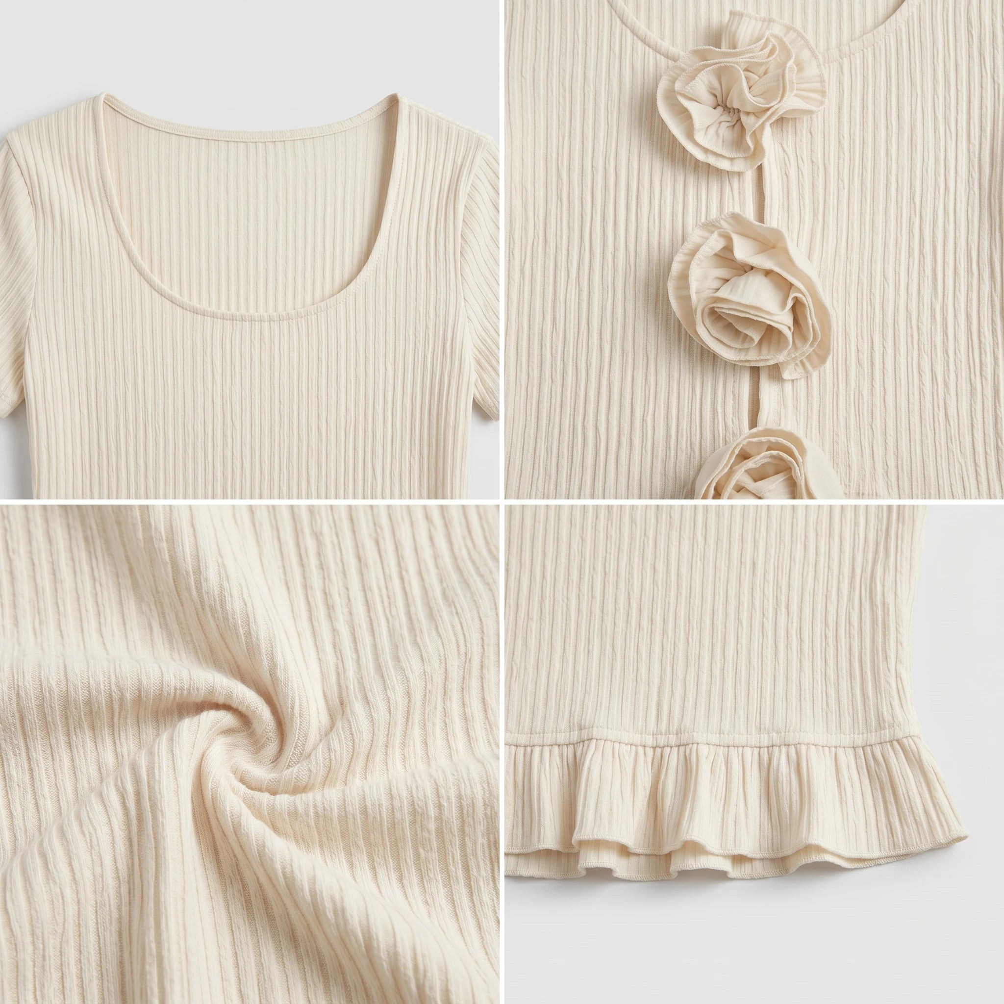 Rosette Ruffle Crop Top WHD0605305-S-250759