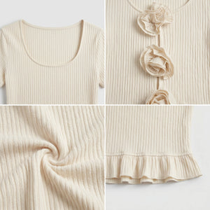 Rosette Ruffle Crop Top WHD0605305-S-250759