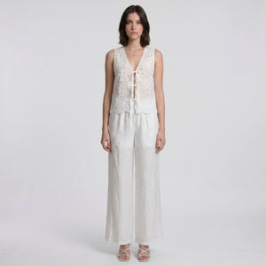 Eyelet Tie Vest Pants Set WHD0605306-S-250681