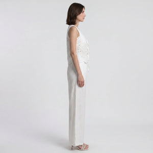 Eyelet Tie Vest Pants Set WHD0605306-S-250681