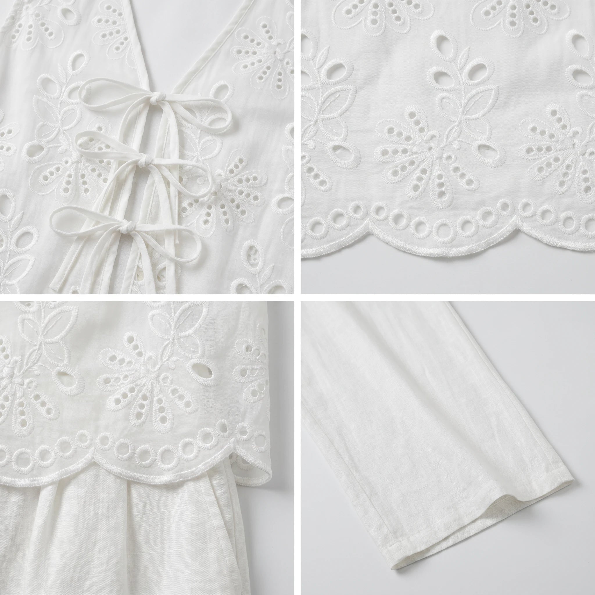 Eyelet Tie Vest Pants Set WHD0605306-S-250681