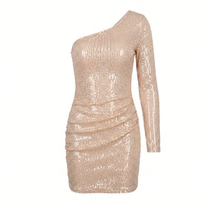 One-Shoulder Sequin Mini Dress WHD0605308-S-2506176