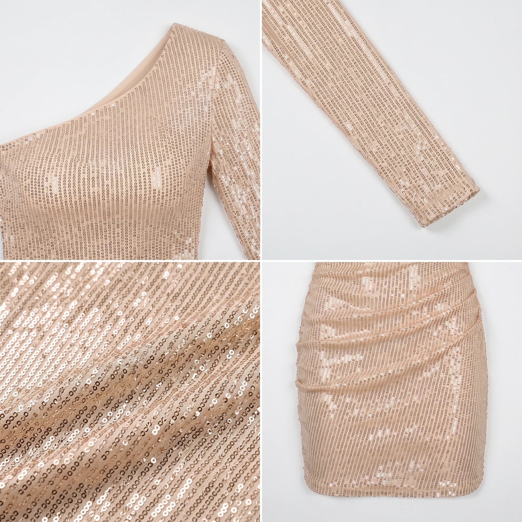 One-Shoulder Sequin Mini Dress WHD0605308-S-2506176
