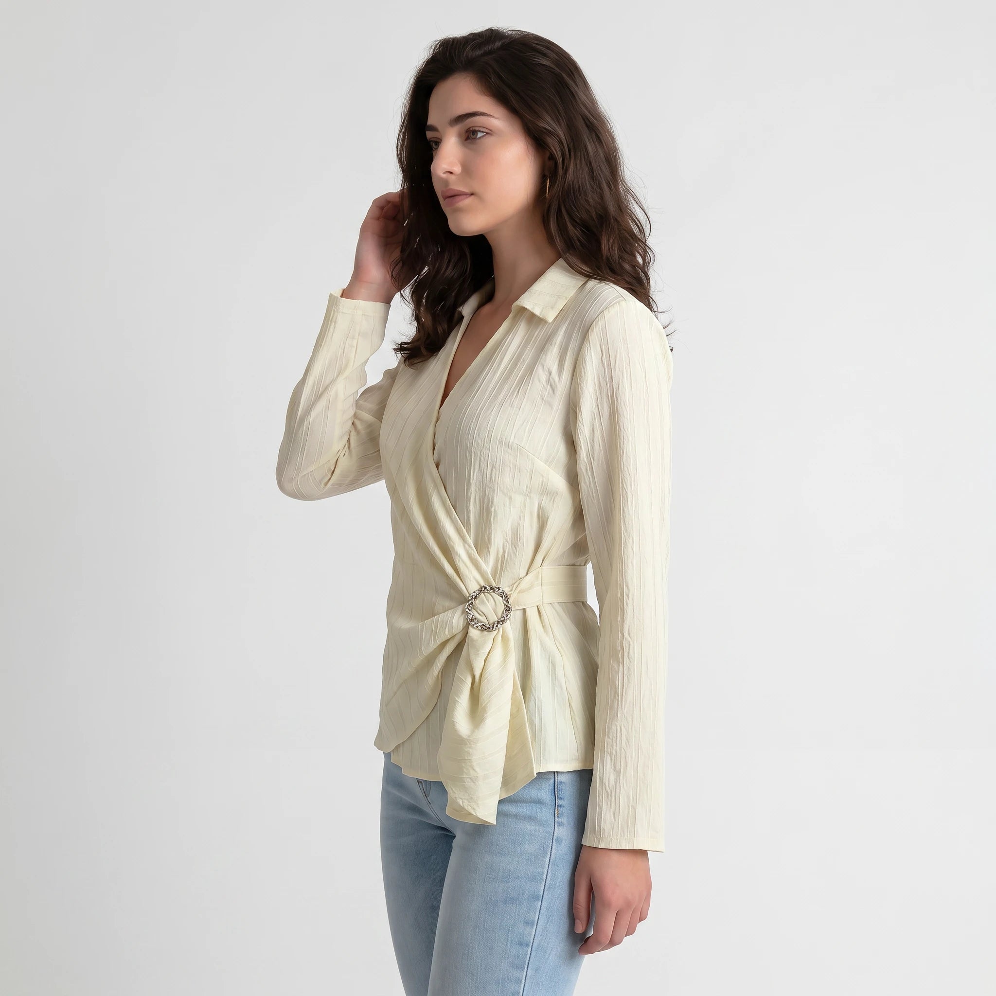 Wrap Ring Detail Blouse WHD0605310-S-251124