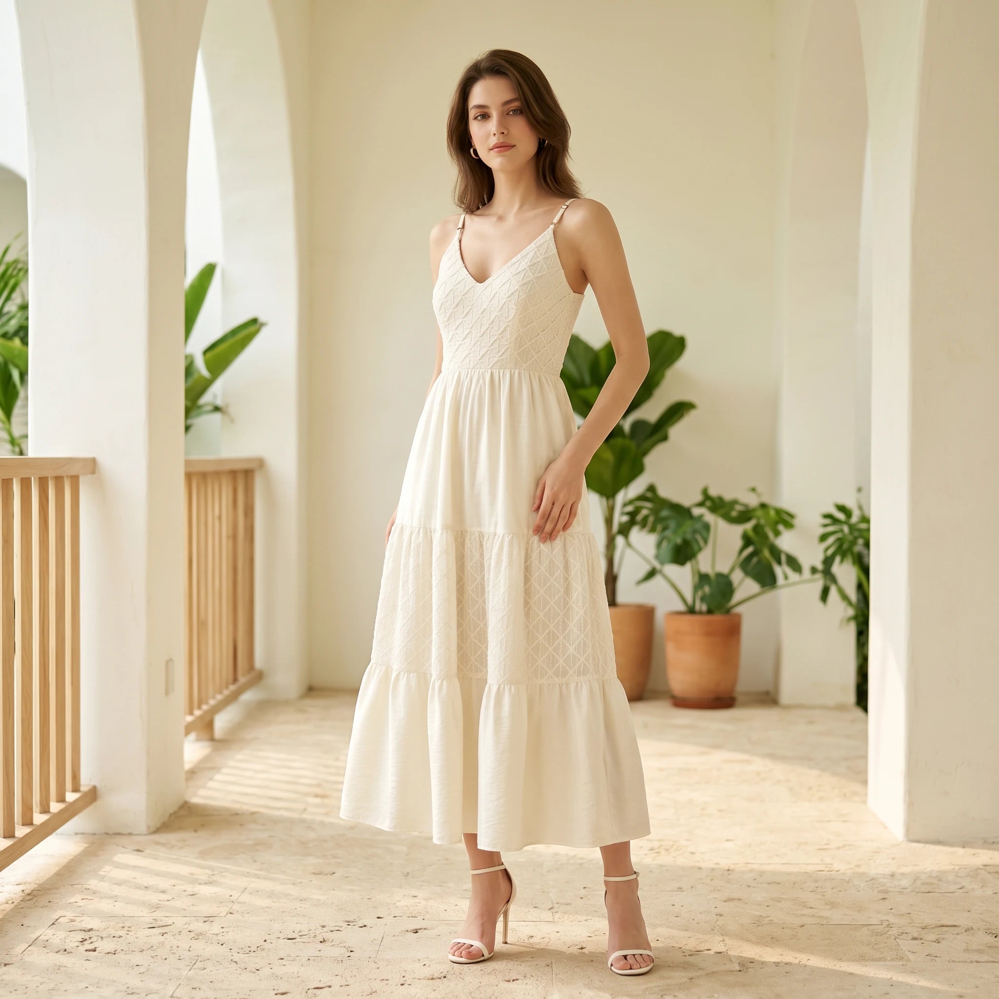 Textured Tiered Cami Dress WHD0605313-S-251130