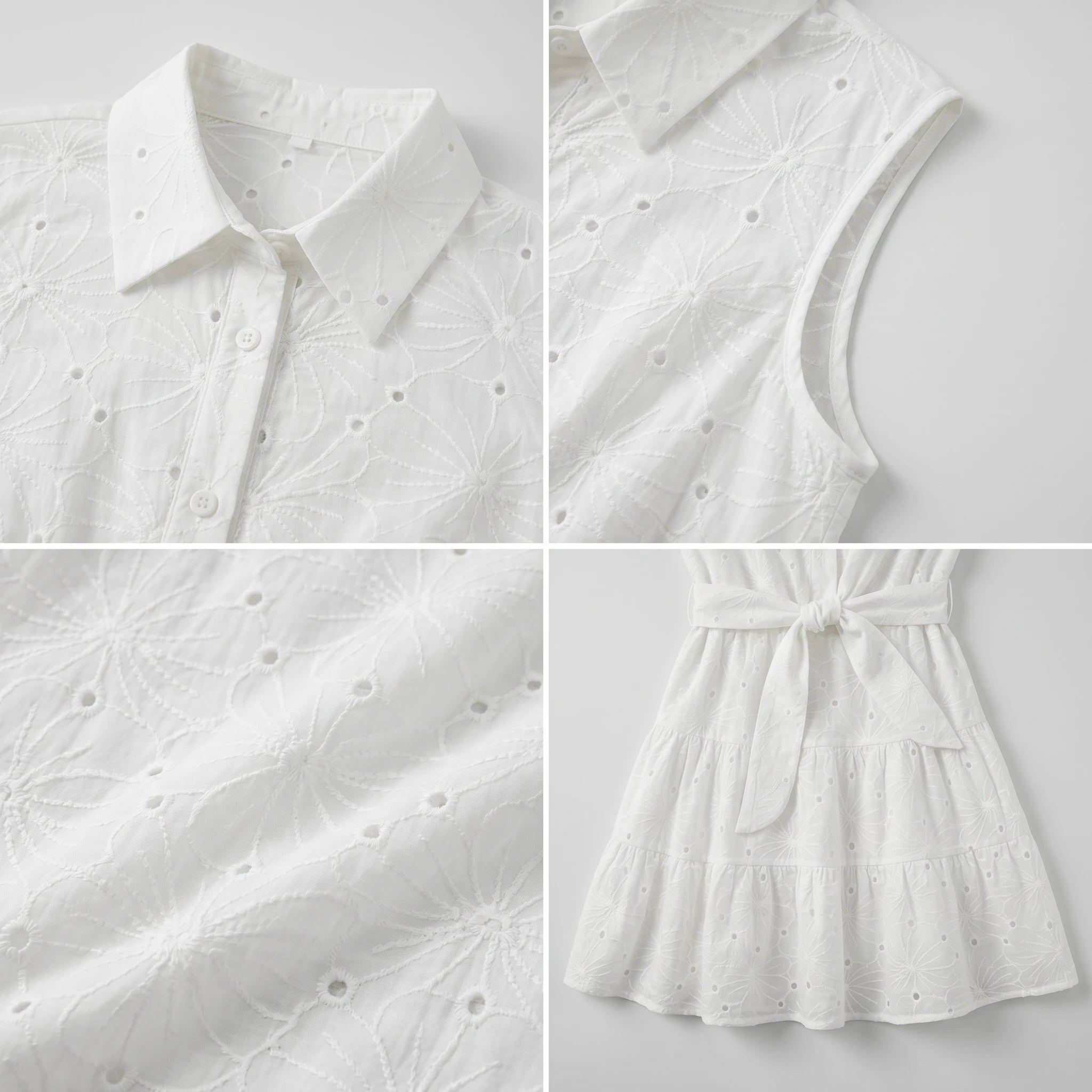Eyelet Tie Waist Shirt Dress WHD0605314-S-251138