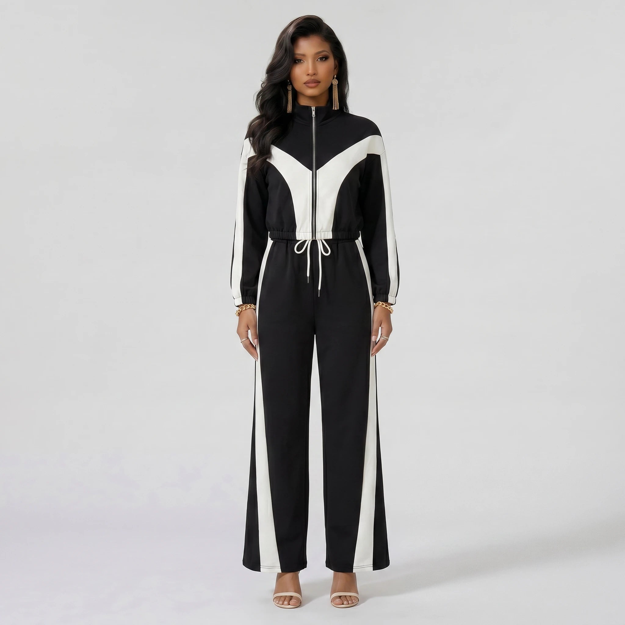 Colorblock Wide Leg Tracksuit WHD0605315-S-2512101