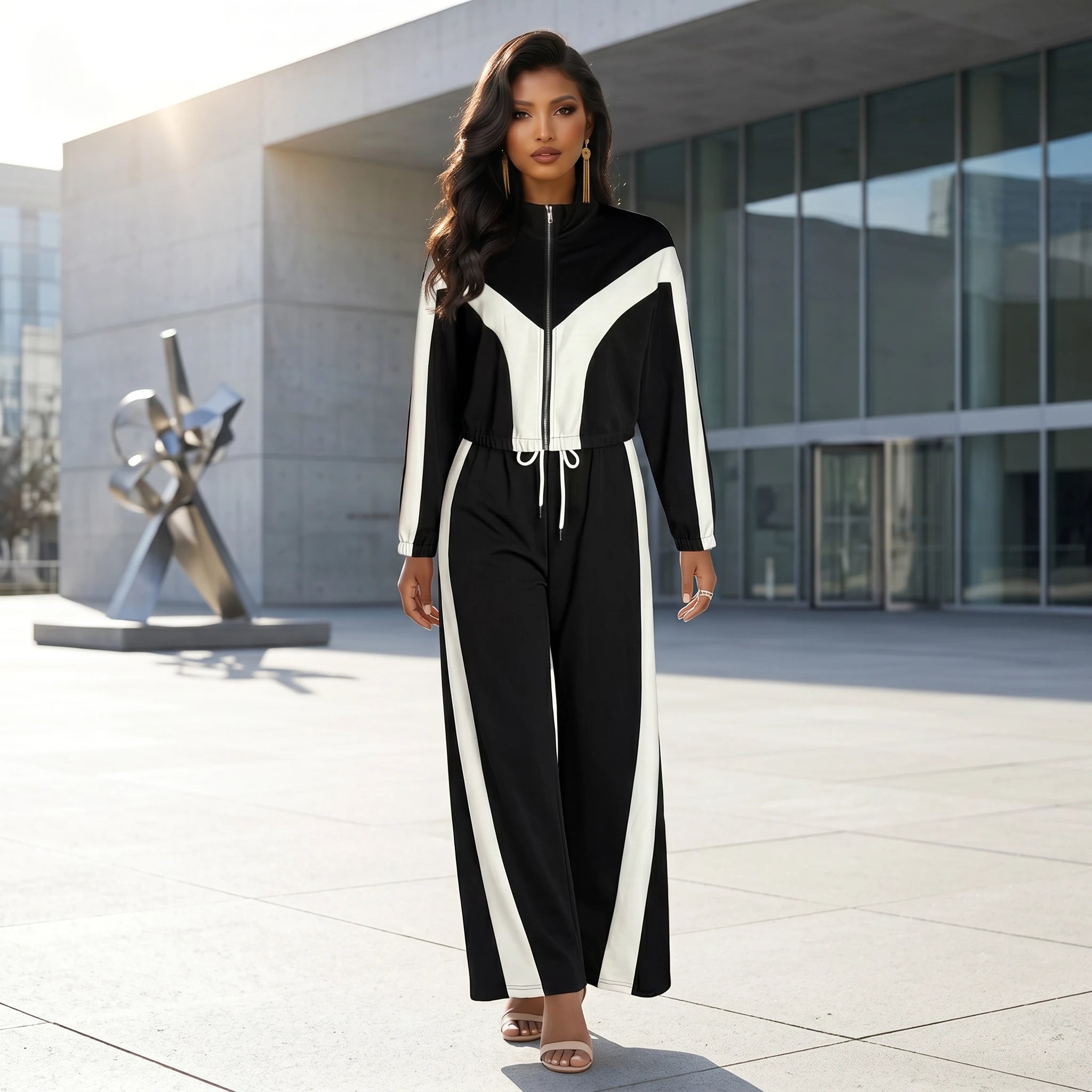 Colorblock Wide Leg Tracksuit WHD0605315-S-2512101