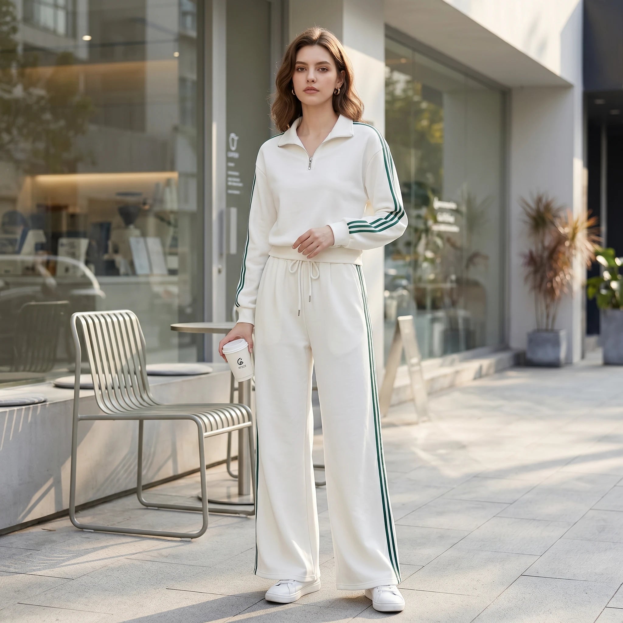 Stripe Half-Zip Lounge Set WHD0605316-S-2512105