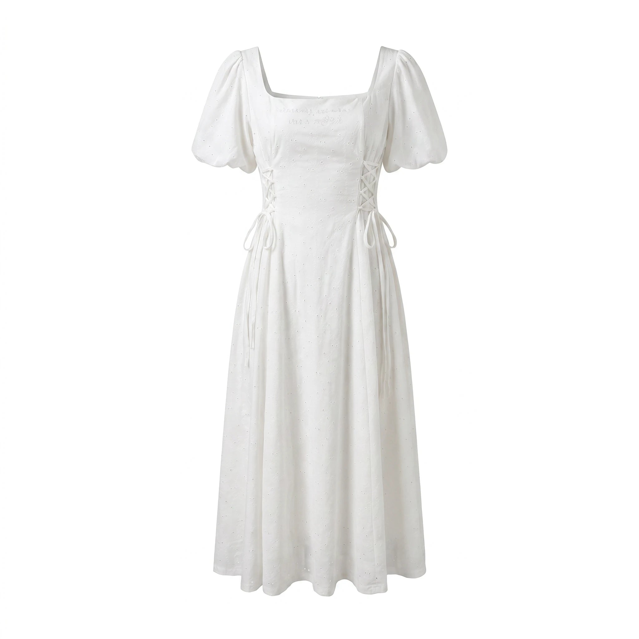 Eyelet Lace-Up Midi Dress WHD0605320-S-2512106