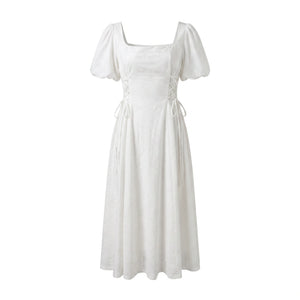 Eyelet Lace-Up Midi Dress WHD0605320-S-2512106