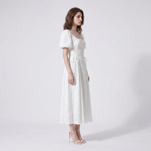 Eyelet Lace-Up Midi Dress WHD0605320-S-2512106