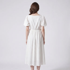 Eyelet Lace-Up Midi Dress WHD0605320-S-2512106