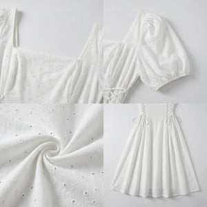 Eyelet Lace-Up Midi Dress WHD0605320-S-2512106