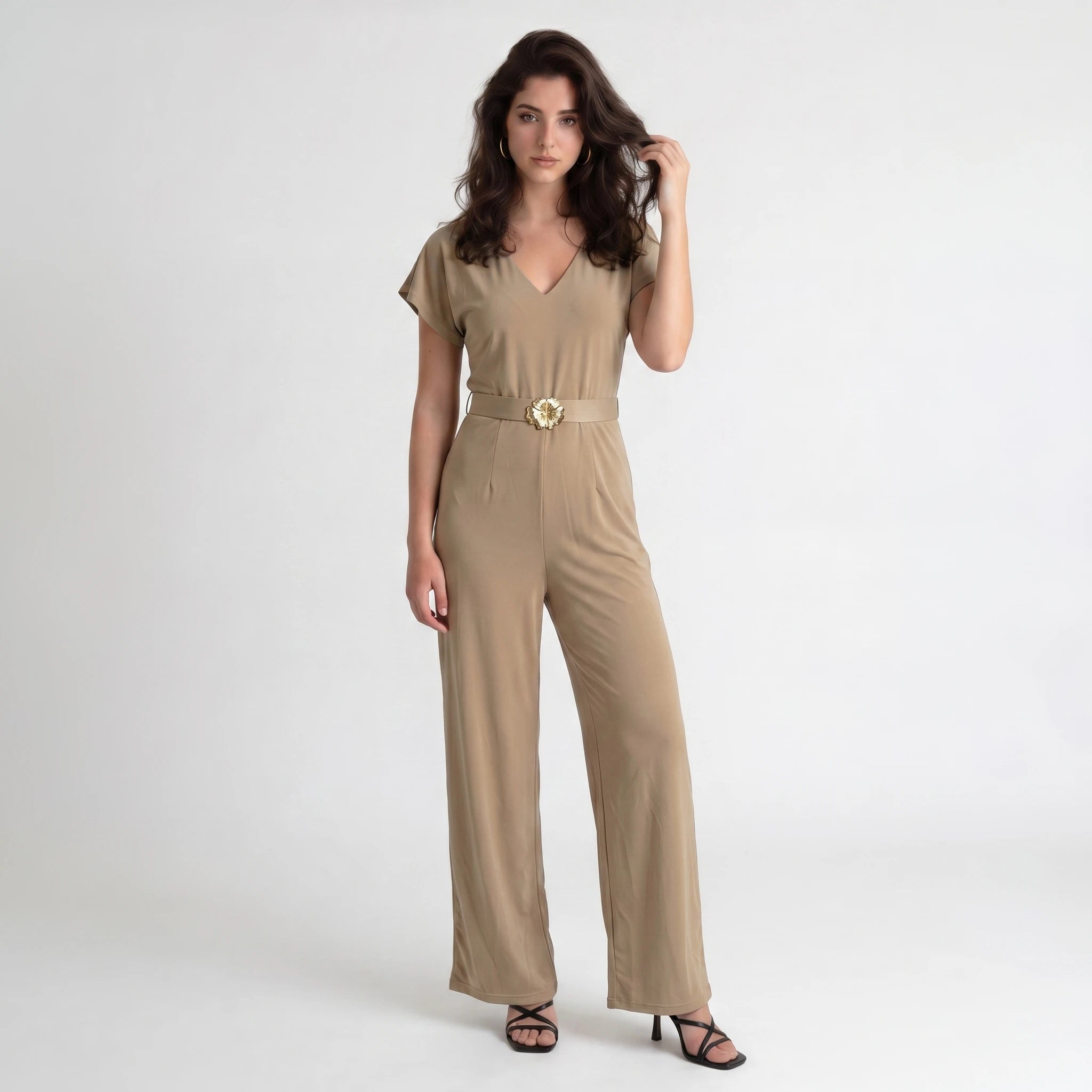 Gold Flower Buckle Jumpsuit WHD0605321-S-251039
