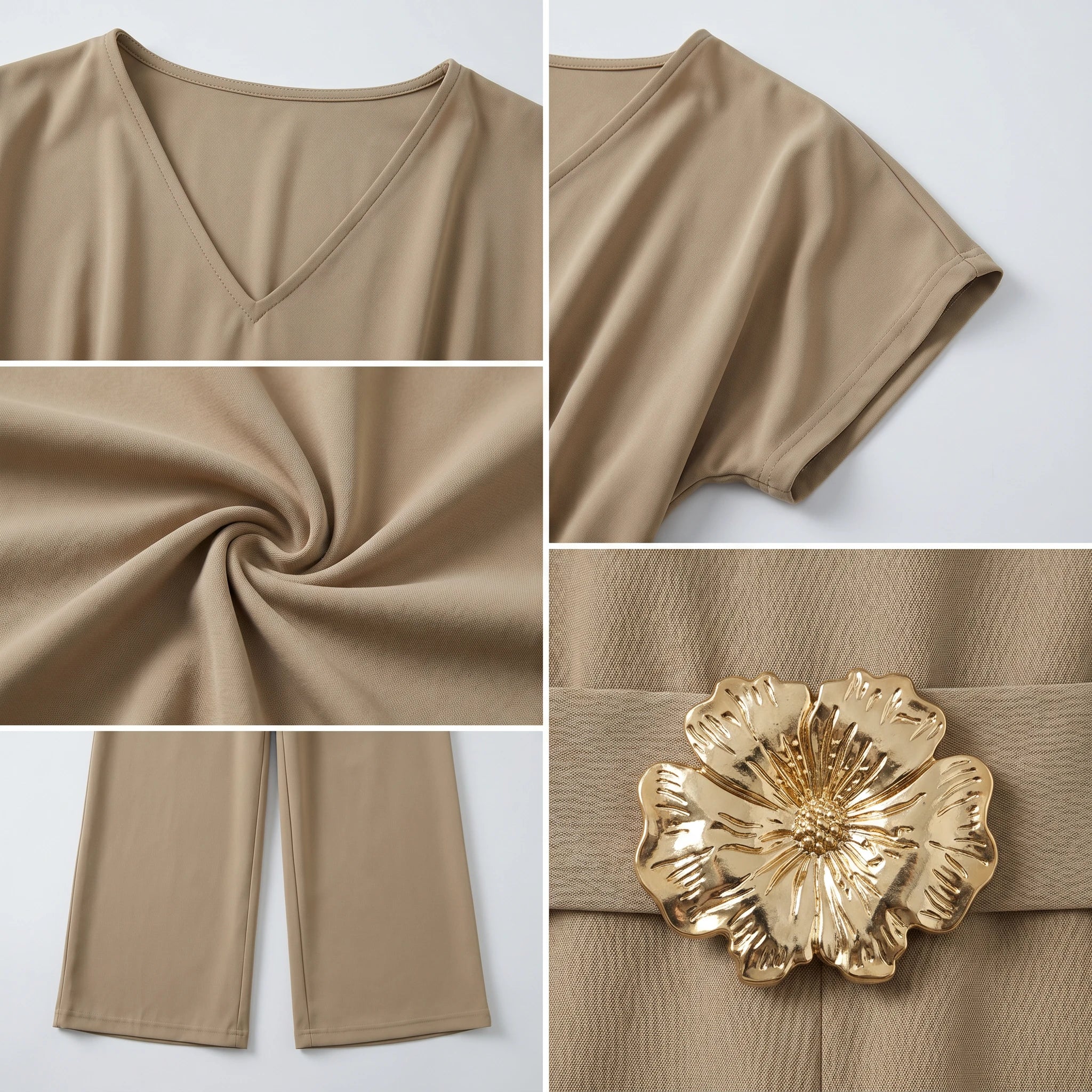 Gold Flower Buckle Jumpsuit WHD0605321-S-251039