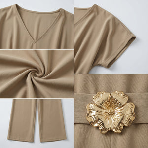 Gold Flower Buckle Jumpsuit WHD0605321-S-251039