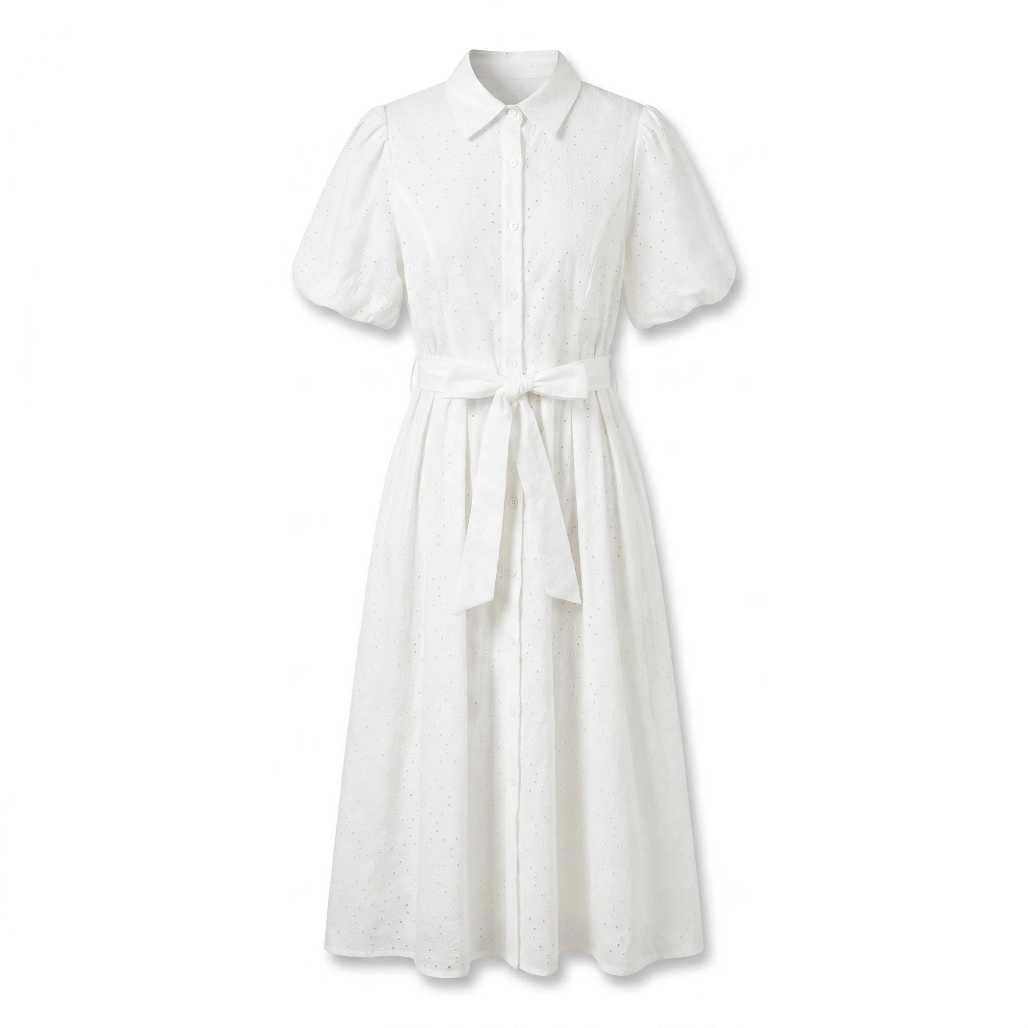 Eyelet Belted Shirt Dress WHD0605322-S-251191