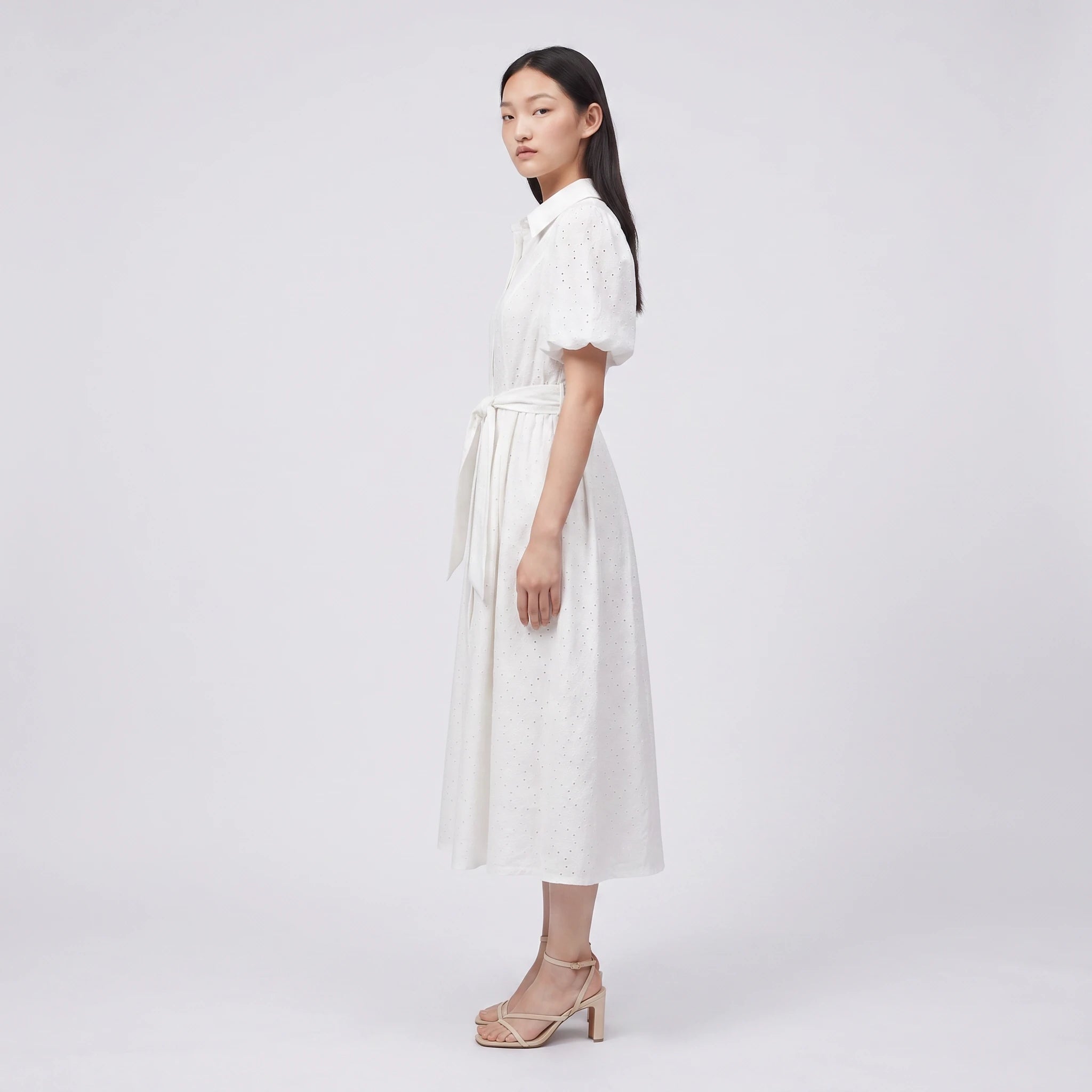 Eyelet Belted Shirt Dress WHD0605322-S-251191
