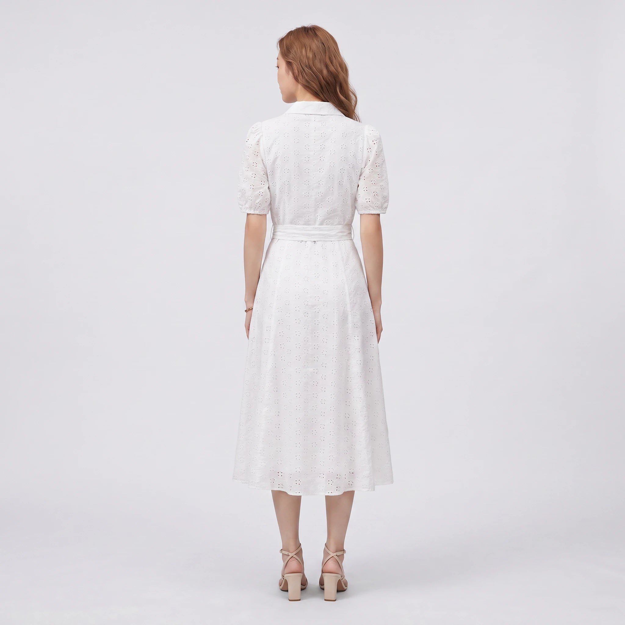 Eyelet Belted Shirt Dress WHD0605322-S-251191