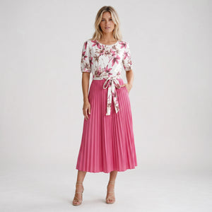 Floral Tie-Waist Pleated Dress WHD0605511-LF2553