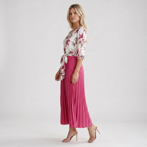 Floral Tie-Waist Pleated Dress WHD0605511-LF2553