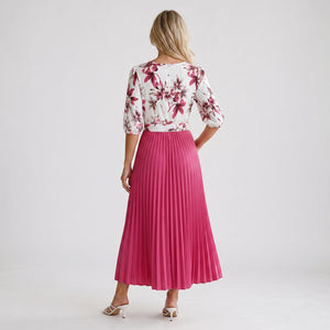 Floral Tie-Waist Pleated Dress WHD0605511-LF2553