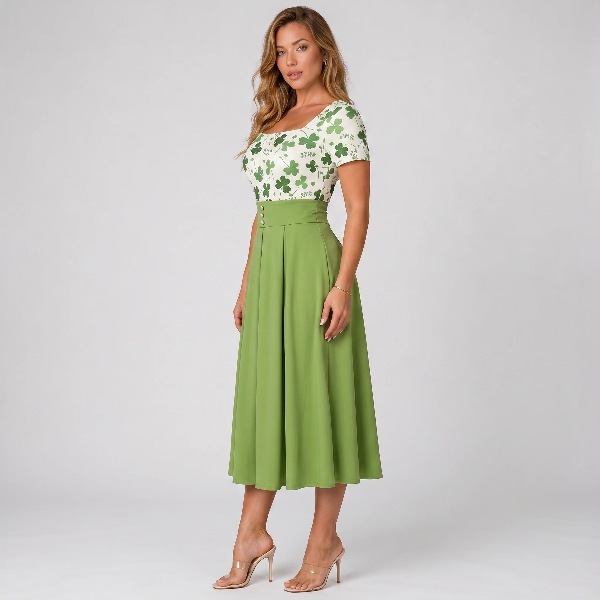 Clover Button Midi Dress WHD0605512-LF2549