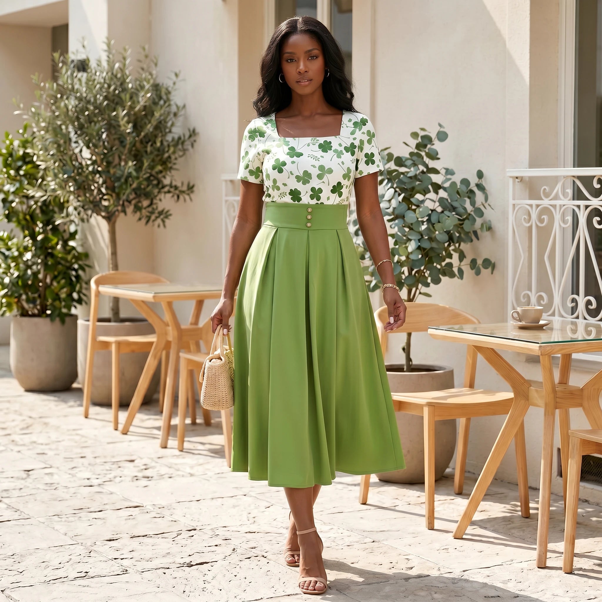 Clover Button Midi Dress WHD0605512-LF2549