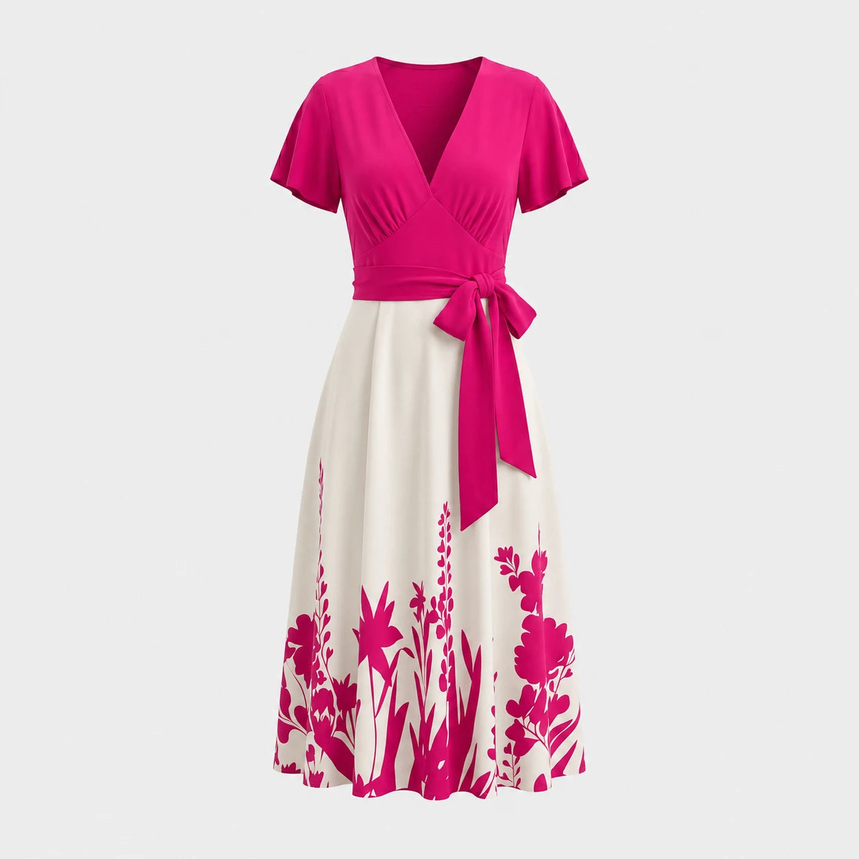 Tie-Waist Botanical Midi Dress WHD0605513-LF2550