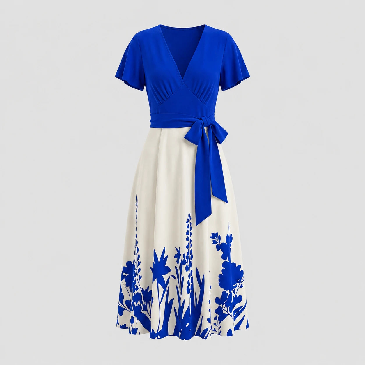 Tie-Waist Botanical Midi Dress WHD0605513-LF2550