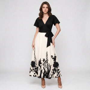 Tie-Waist Botanical Midi Dress WHD0605513-LF2550