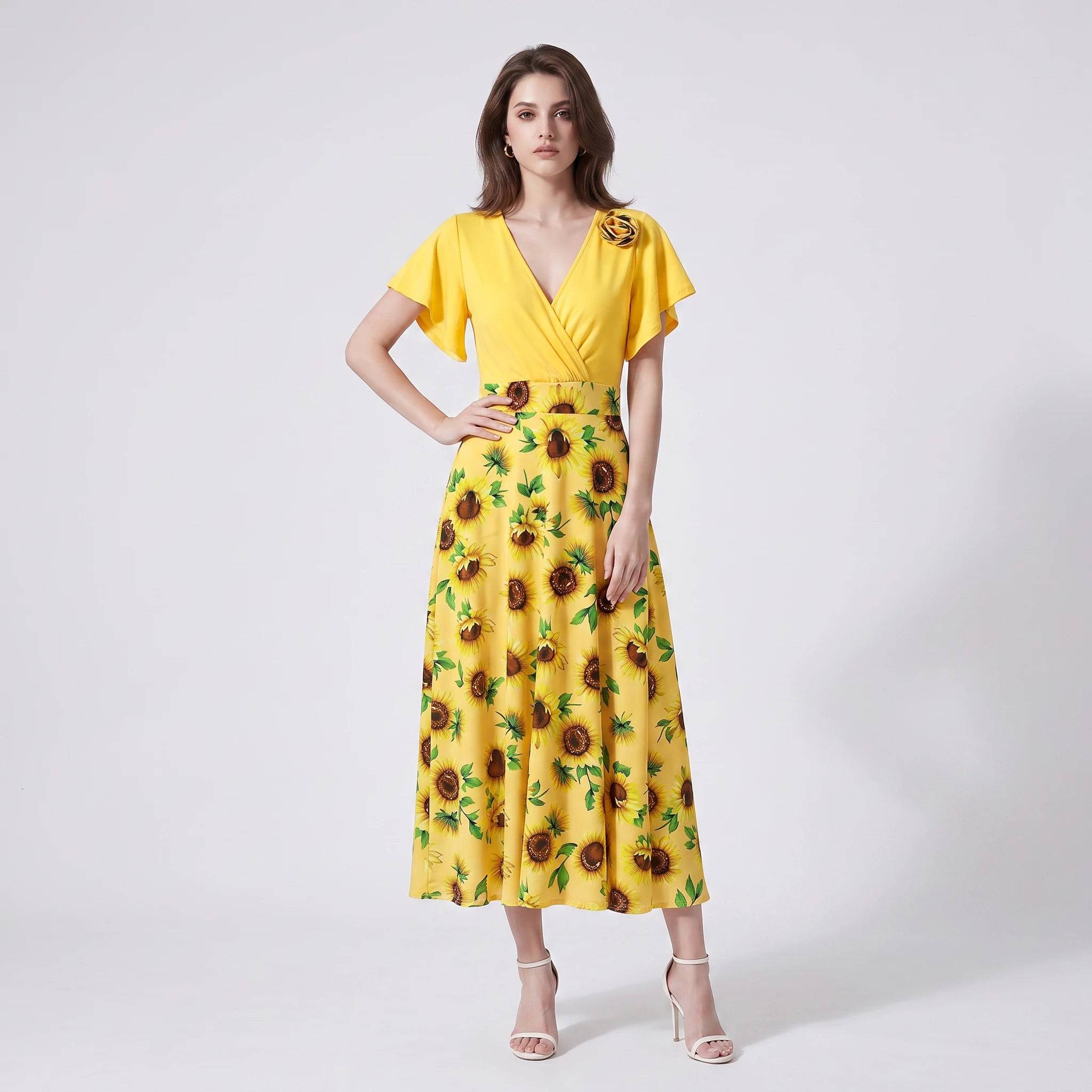 Sunflower Wrap Midi Dress WHD0605514-LF2533