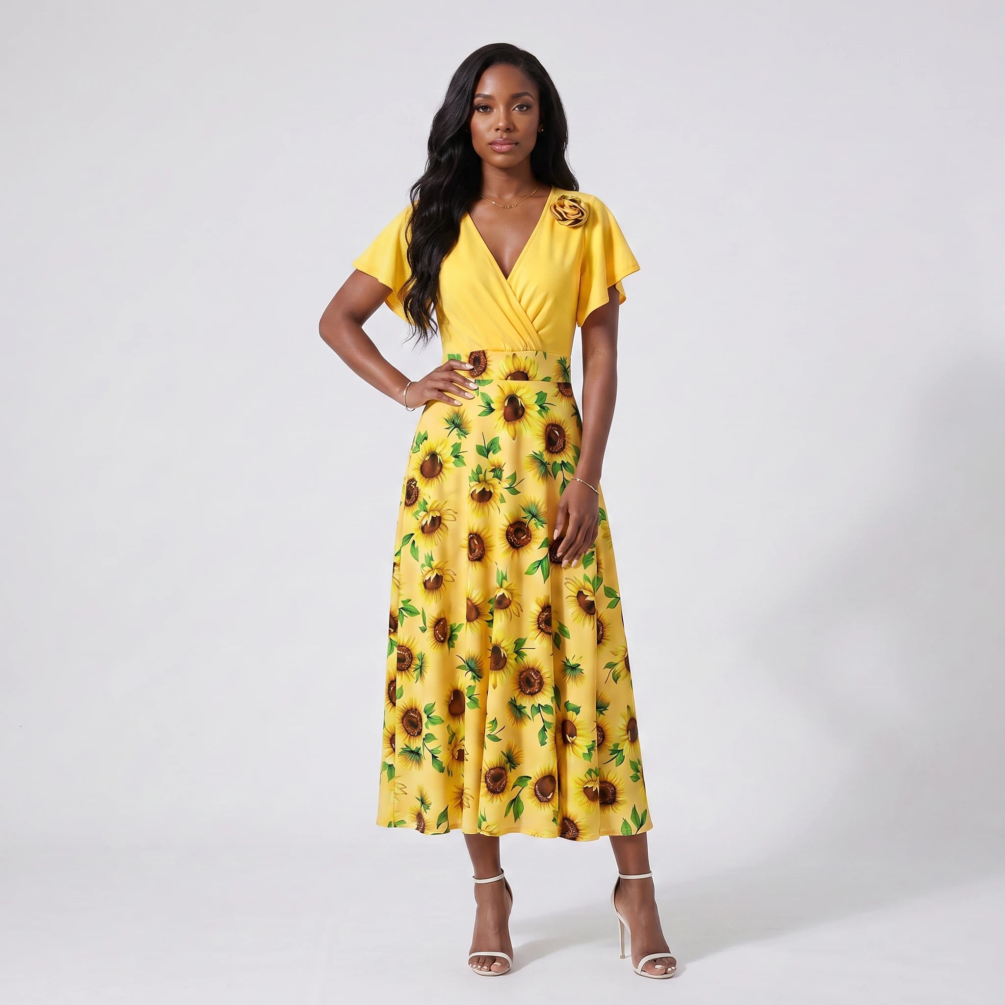 Sunflower Wrap Midi Dress WHD0605514-LF2533