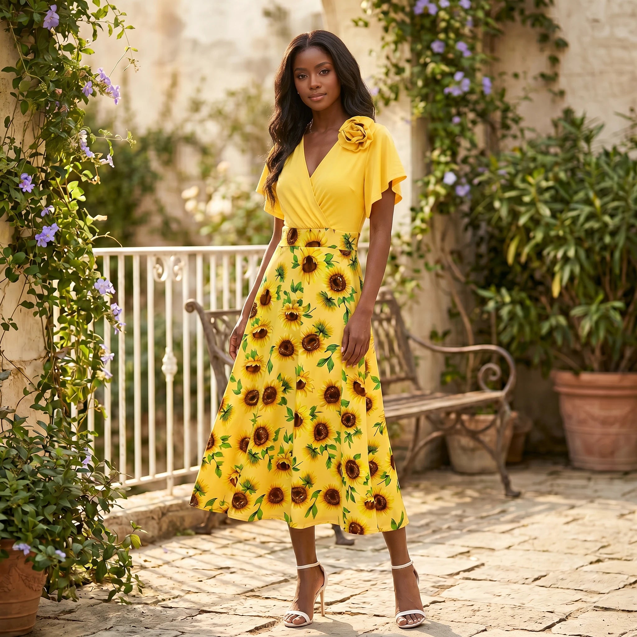 Sunflower Wrap Midi Dress WHD0605514-LF2533