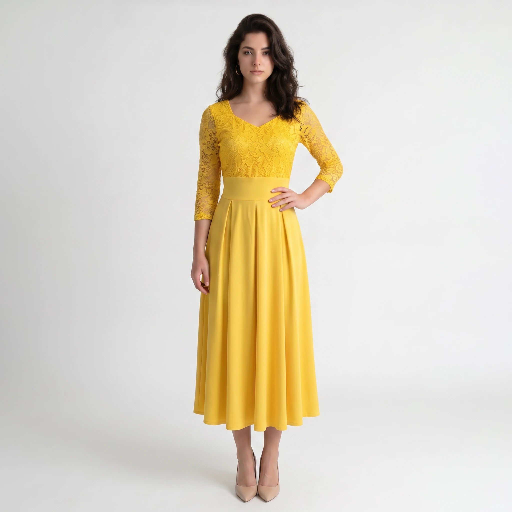 Lace Bodice Midi Dress WHD0605515-LF2539