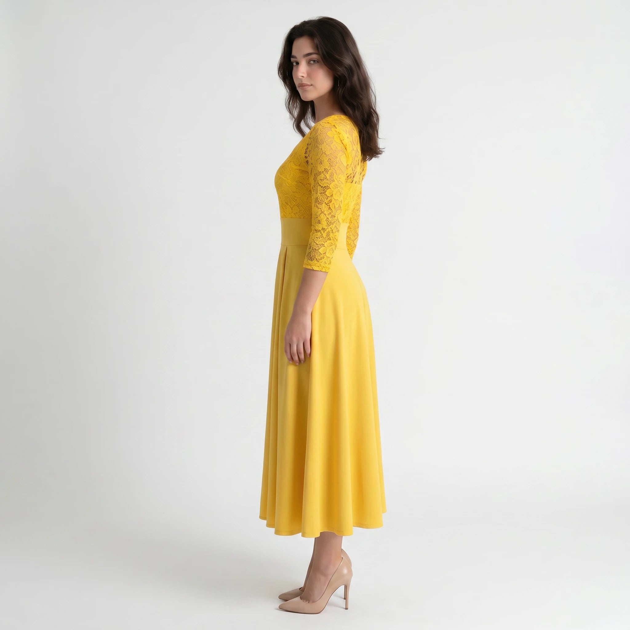 Lace Bodice Midi Dress WHD0605515-LF2539