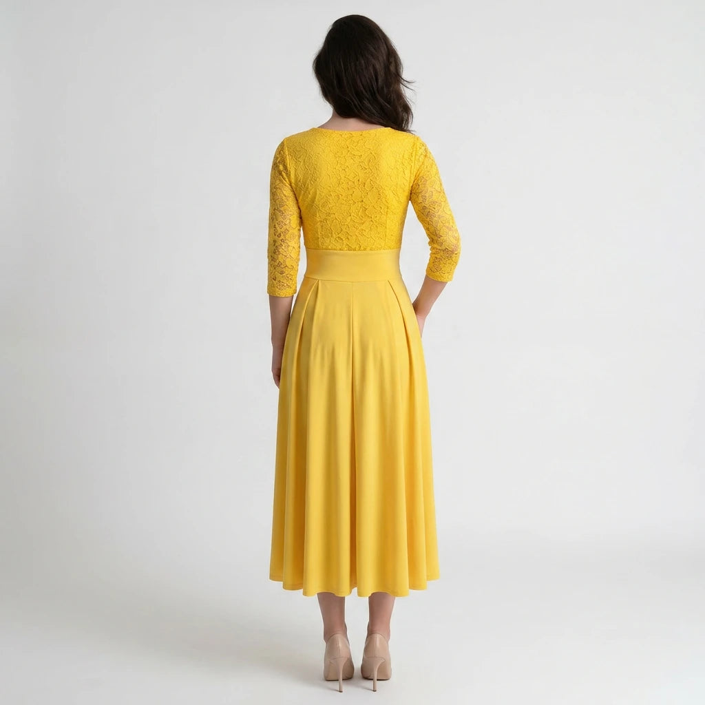 Lace Bodice Midi Dress WHD0605515-LF2539