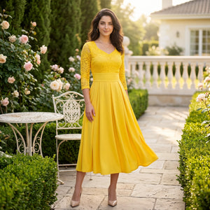 Lace Bodice Midi Dress WHD0605515-LF2539