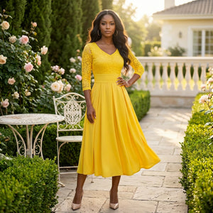 Lace Bodice Midi Dress WHD0605515-LF2539