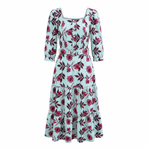 Floral Belted Midi Dress WHD0605516-LF2535