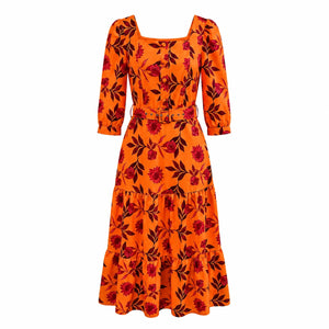 Floral Belted Midi Dress WHD0605516-LF2535
