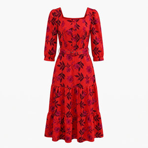 Floral Belted Midi Dress WHD0605516-LF2535