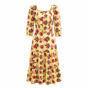 Floral Belted Midi Dress WHD0605516-LF2535